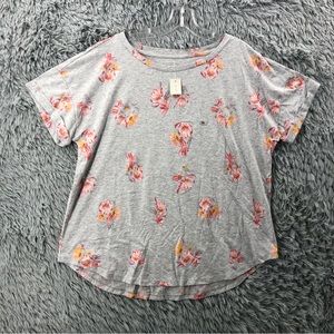 Maurices Shirt 24/7 X Large NWT Flower Gray Rolled Cuff Shirt